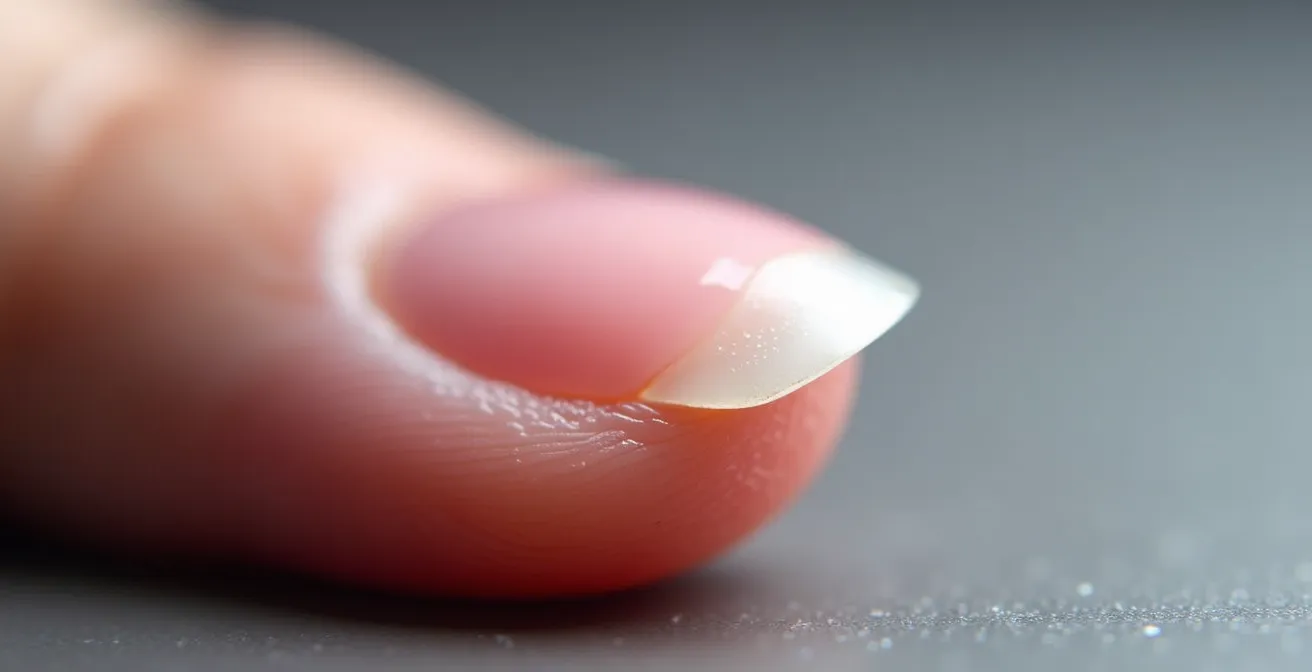 Diagrama anatómico macro de la uña mostrando la diferencia entre cutícula muerta y eponiquio vivo