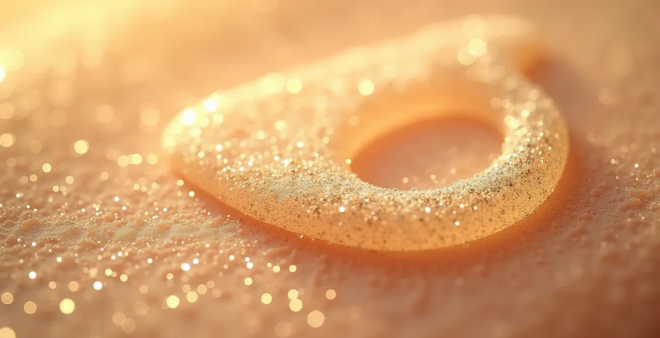 Piel preparada con exfoliante de azúcar y aloe vera antes del autobronceado, mostrando una textura lisa y receptiva