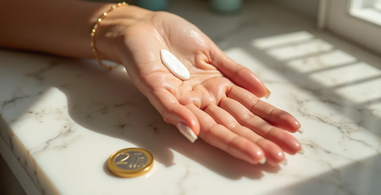 Demostración visual de la cantidad correcta de protector solar usando la regla de dos dedos